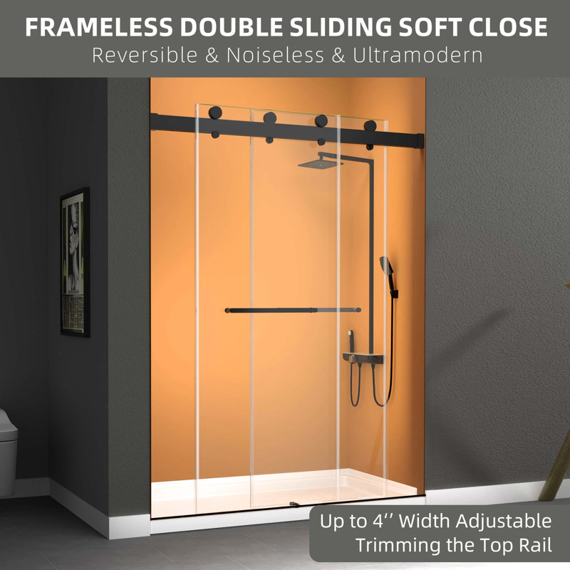 GETPRO 56" 60" W X 79" H Double Sliding Frameless w/ Upgraded Soft